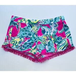 Lilly Pulitzer Cocoa Shorts Magenta Hottie Fringe 3" Inseam Size Medium